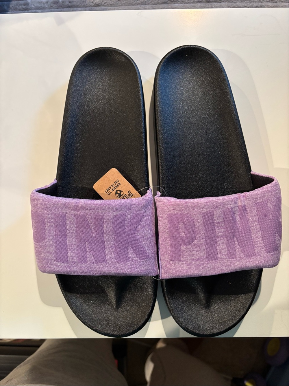 Slide Sandals with Lavender 'PINK' Strap